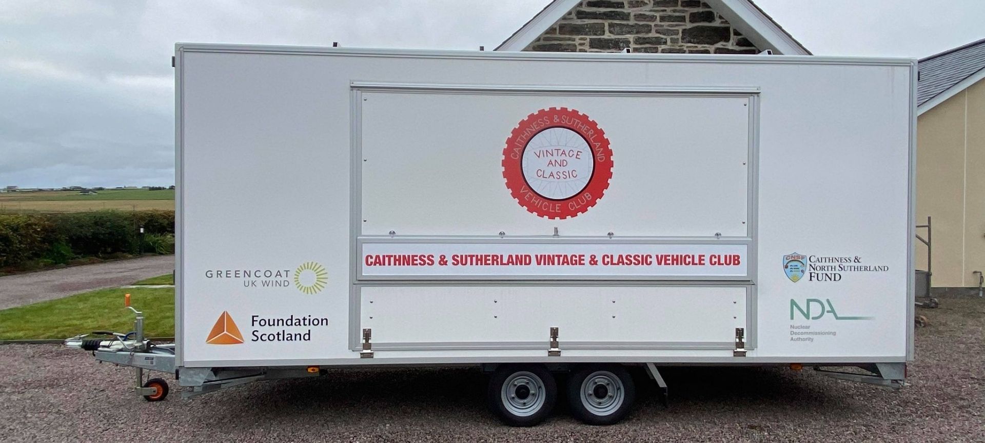 The Caithness and Sutherland Vintage and Classic Vehicle Club trailer with logo