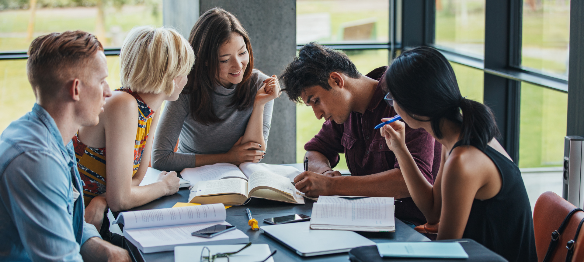 young adults learning in a group