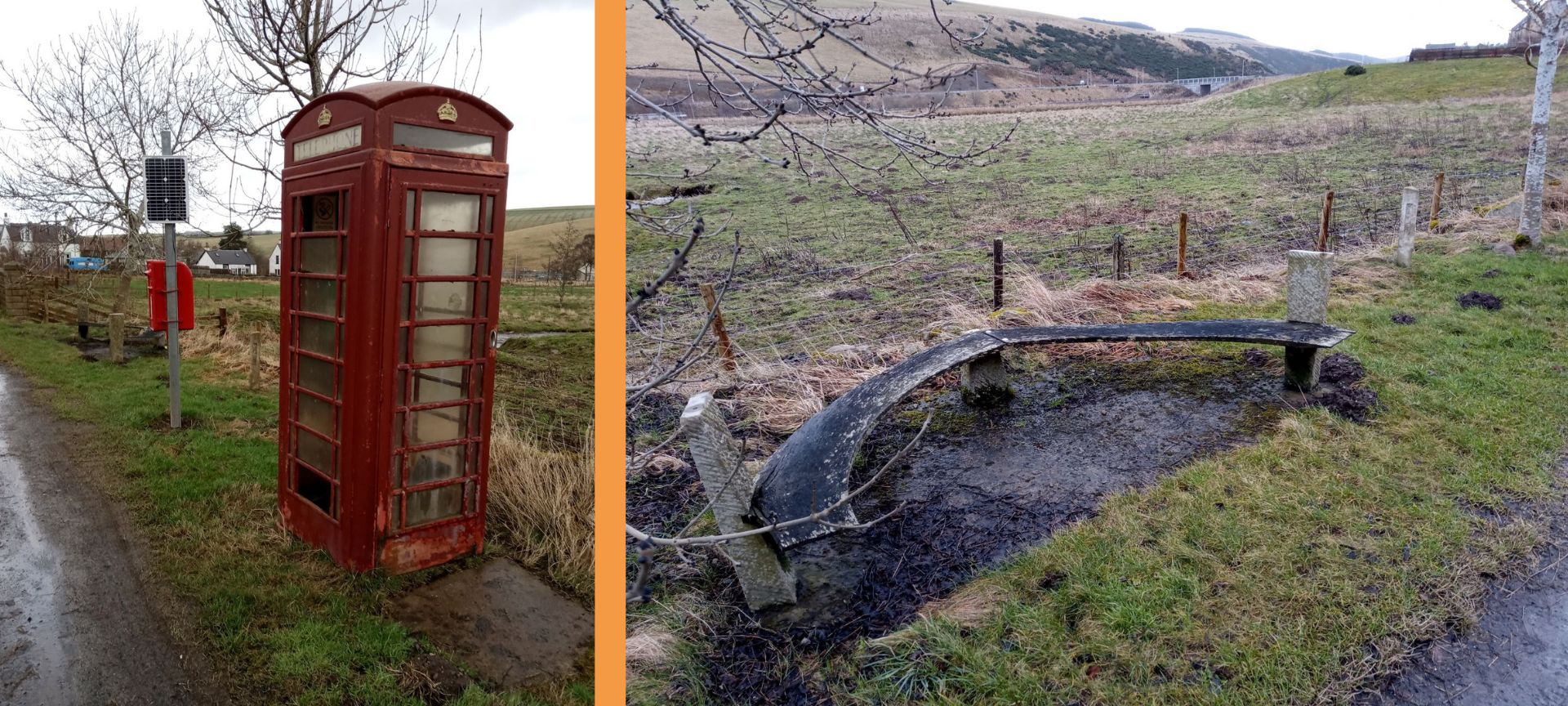 phone booth and the millenial bench