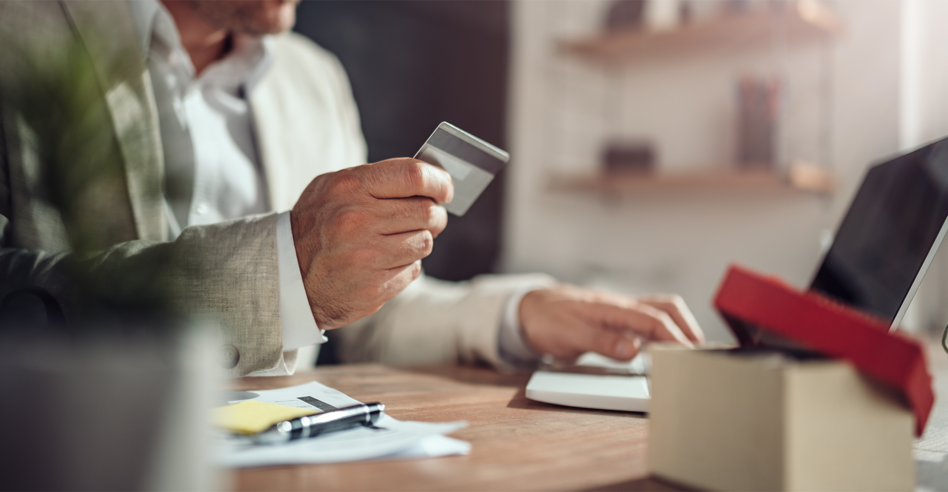 man using credit card online