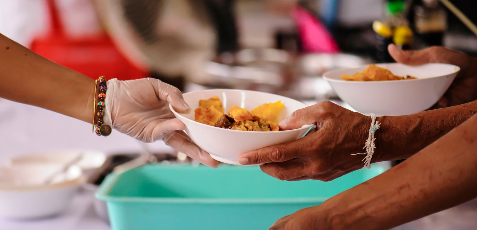 food being handed out