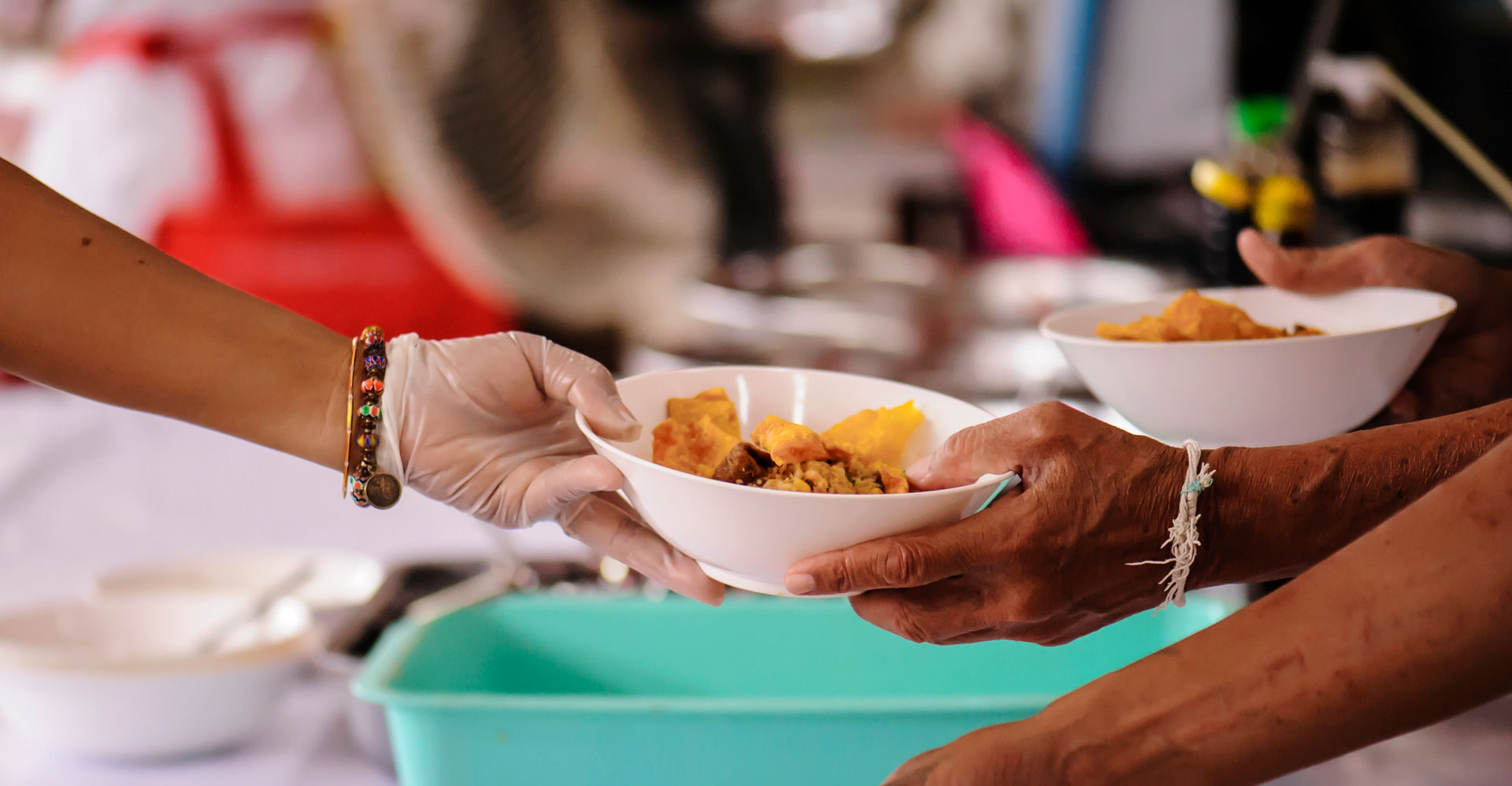 FOOD BEING HANDED OUT