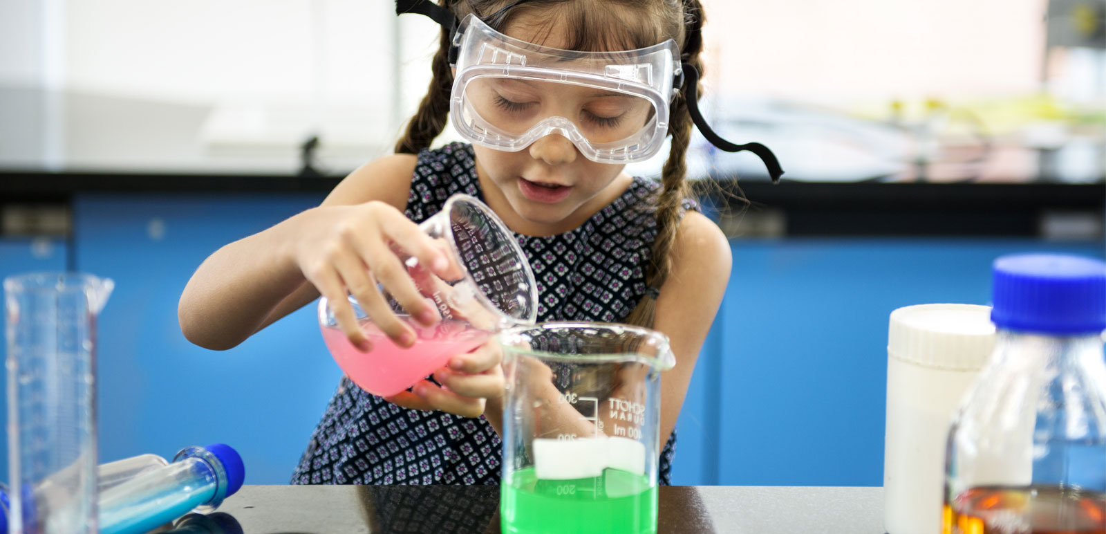 girl in science lesson