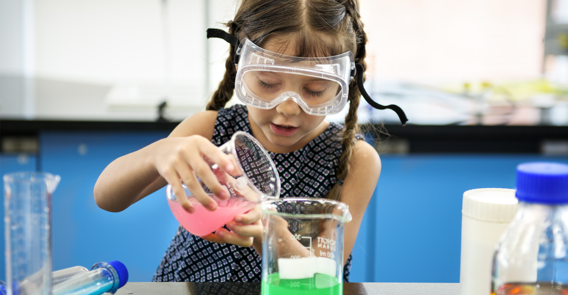 girl in science class