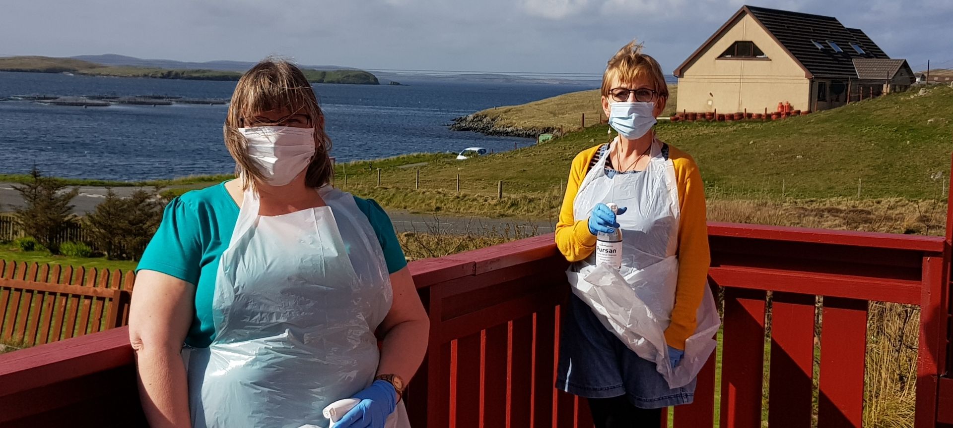 care workers in Shetlands wearing ppc masks