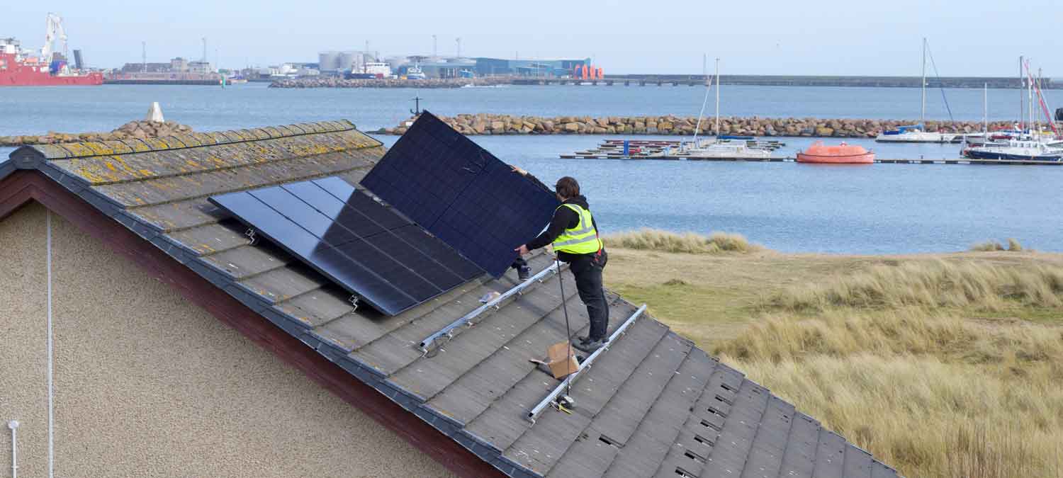 Installing solar panels at Aberdeenshire Sailing Trust