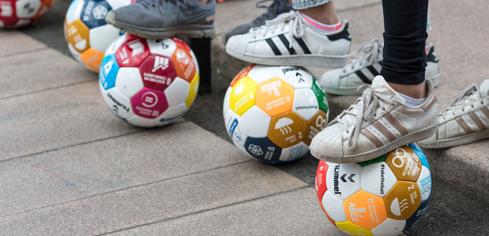Footballs featuring the SDG logos