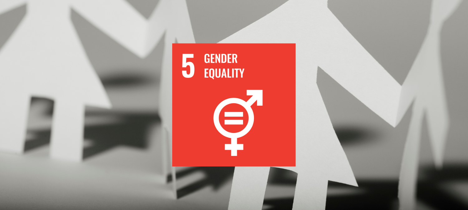 SDG 5 logo and paper cut outs of women