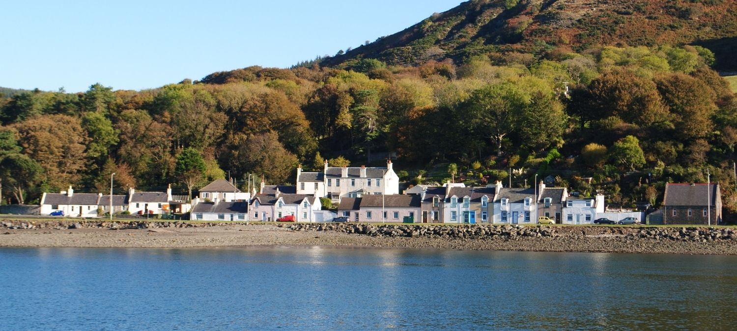A view of a collection of houses along the shores
