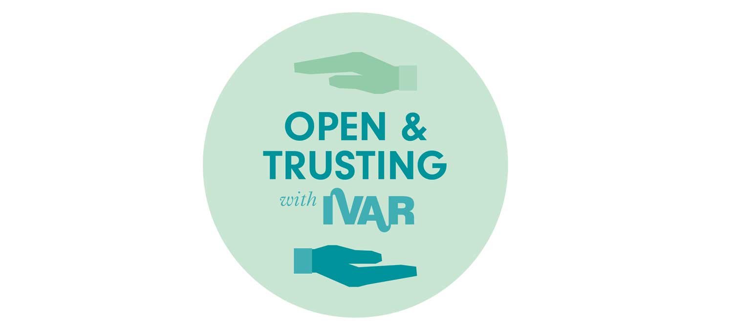 a graphic of an open hand with the words open and trusting funds above it