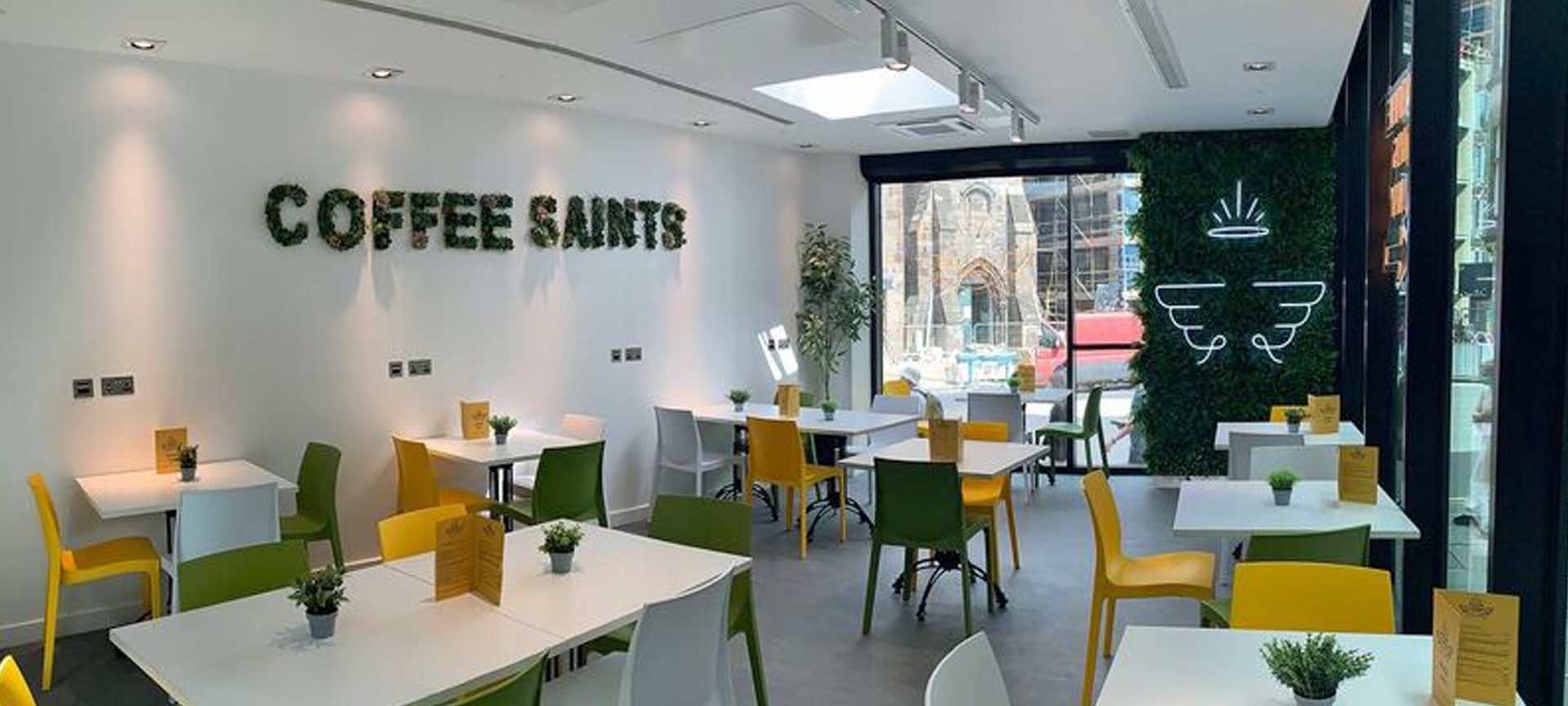 <p>Inside the new Coffee Saints cafe in the Grassmarket.</p>
