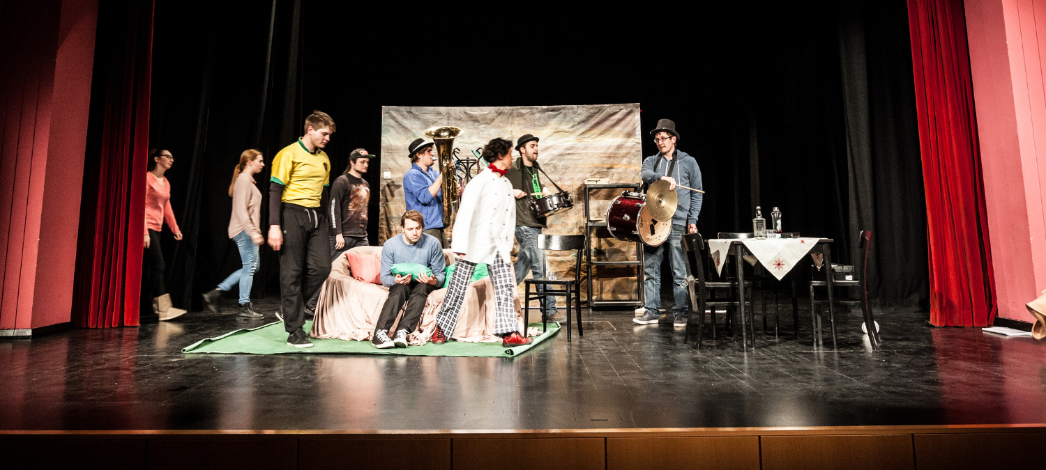 young people on a stage