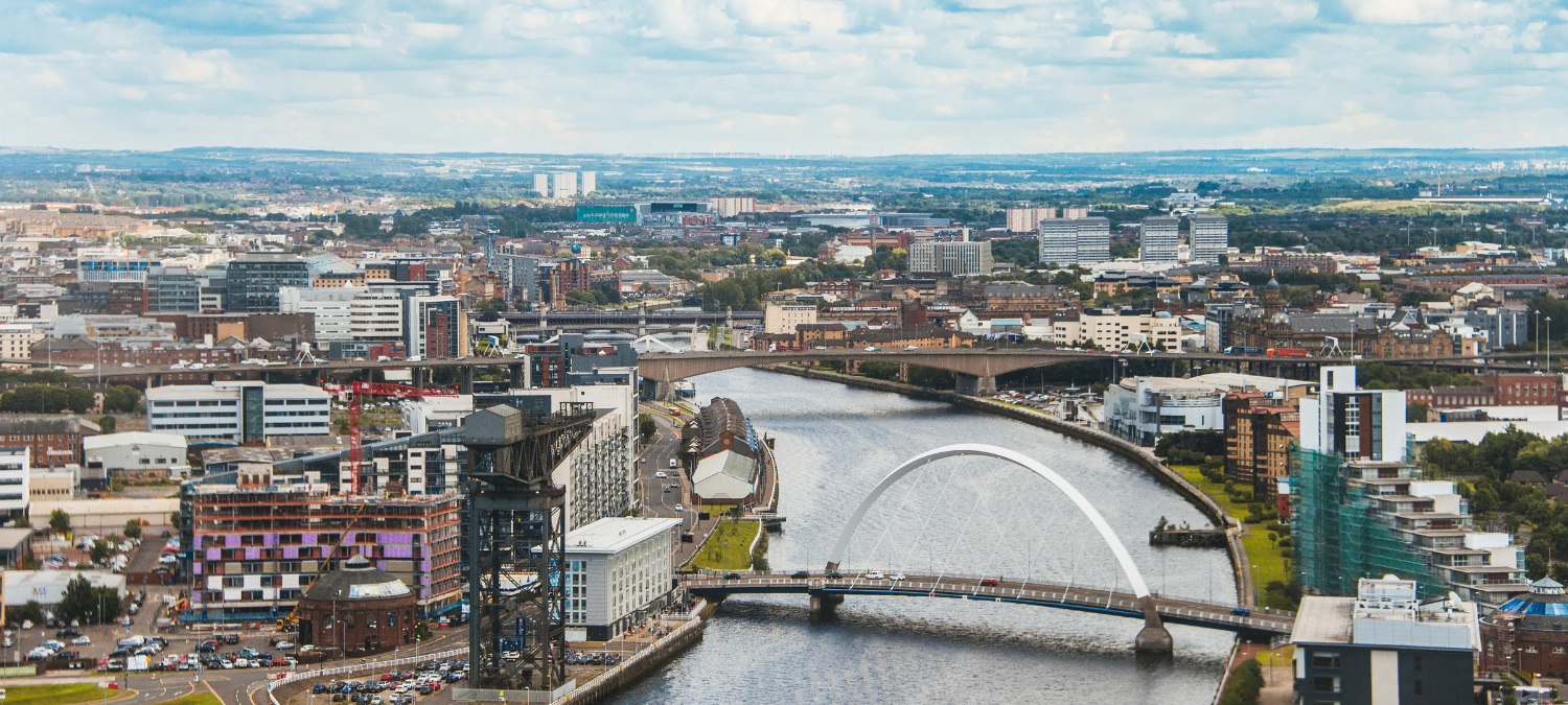 Aerial shot of Glasgow
