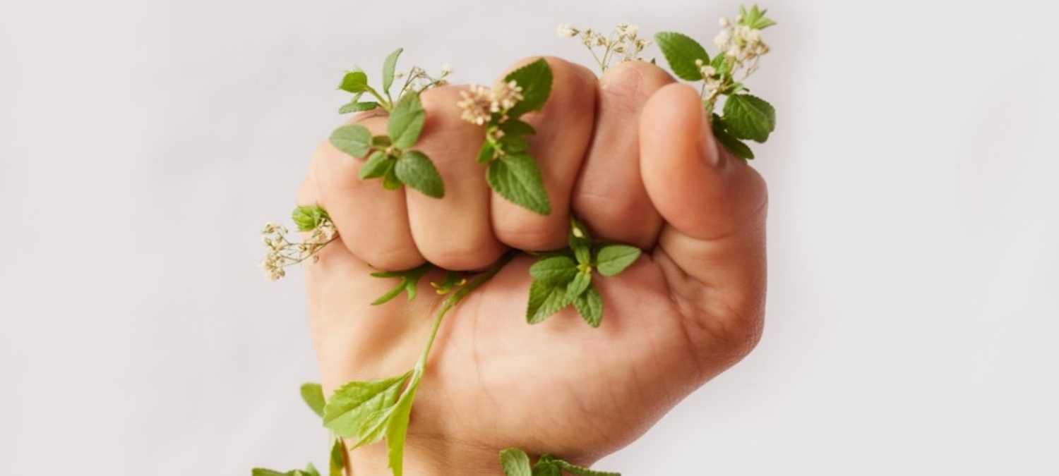 Fist with plants