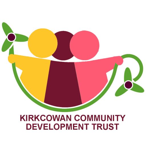 KCDT Logo - three figures arm in arm, with wind turbine motif