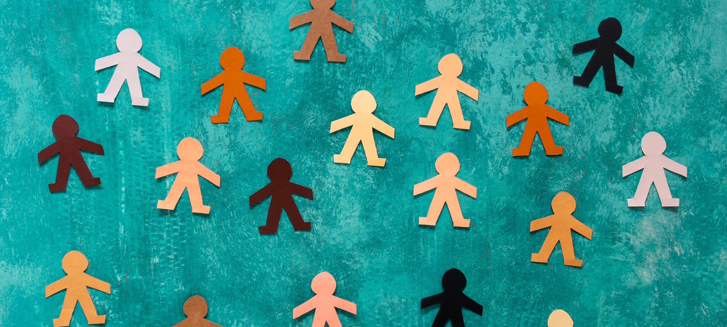 paper chain people on green