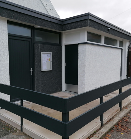 The newly refurbished public toilets in Lumsden Village square.